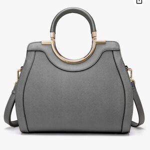LJOSEIND Women’s Charcoal Designer Purse with Gold Trim-NWT!